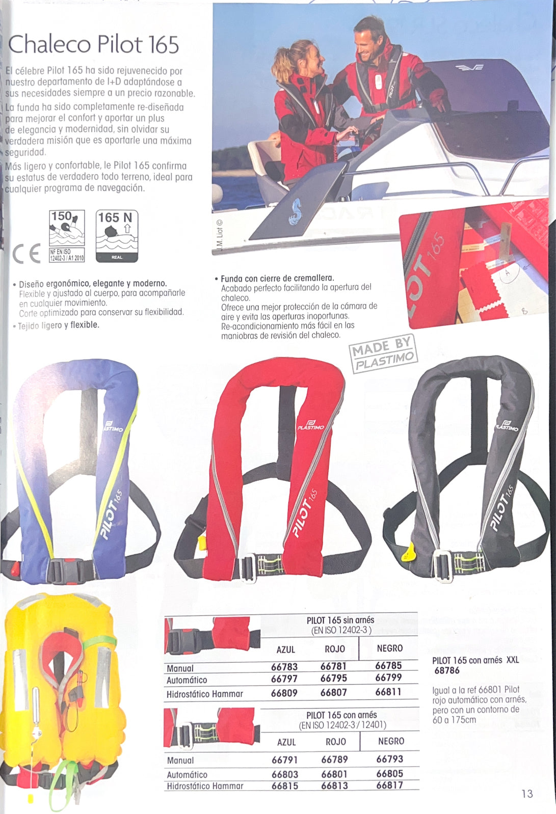 Chaleco Pilot 165 con arnés Plastimo (ISO 12402-3/12401)