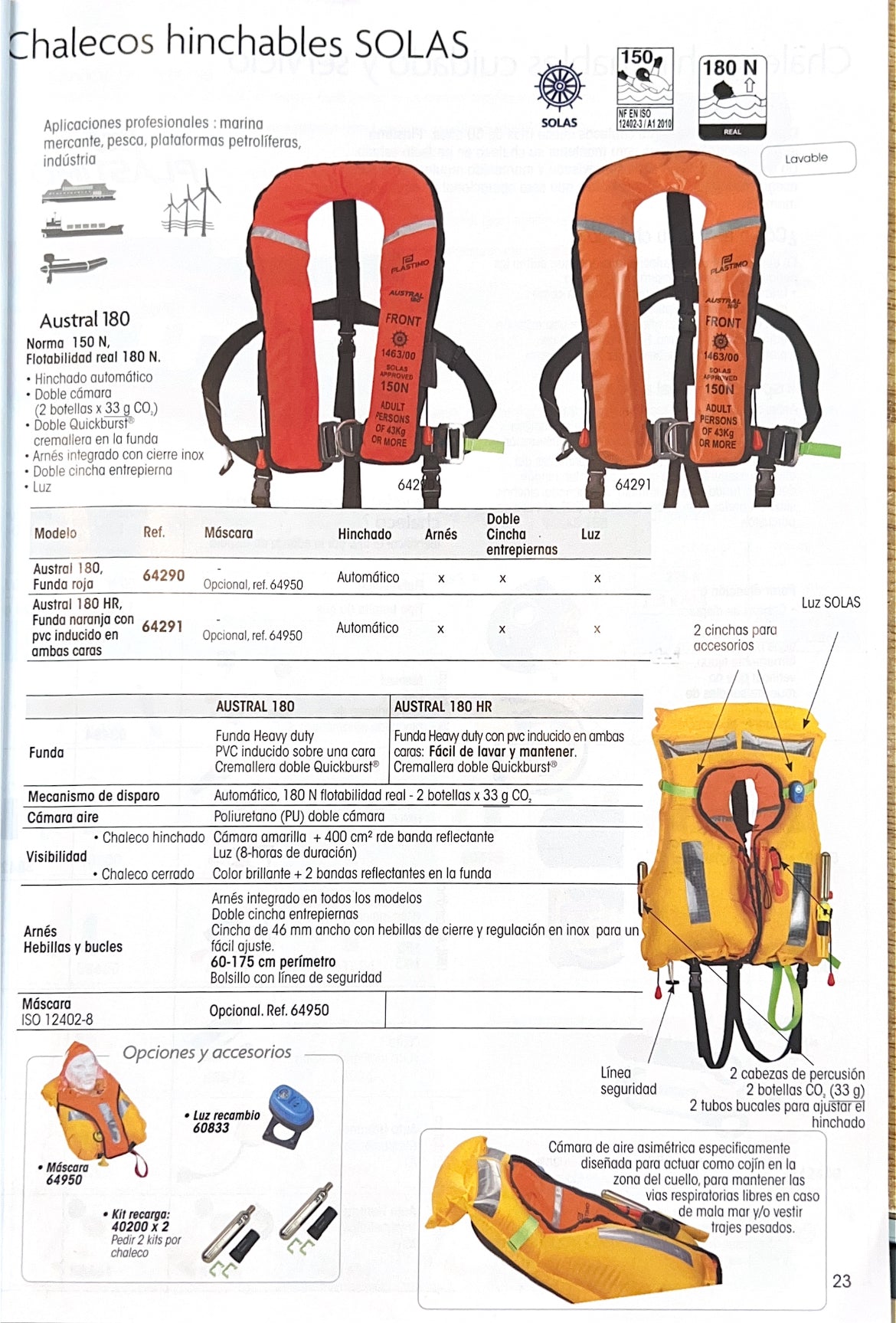 Chaleco hinchable SOLAS Austral 180 Plastimo