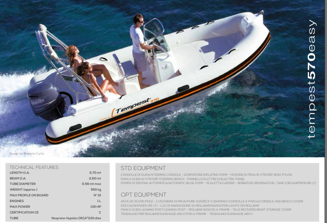 Embarcación Semirrigida Tempest Easy Line
